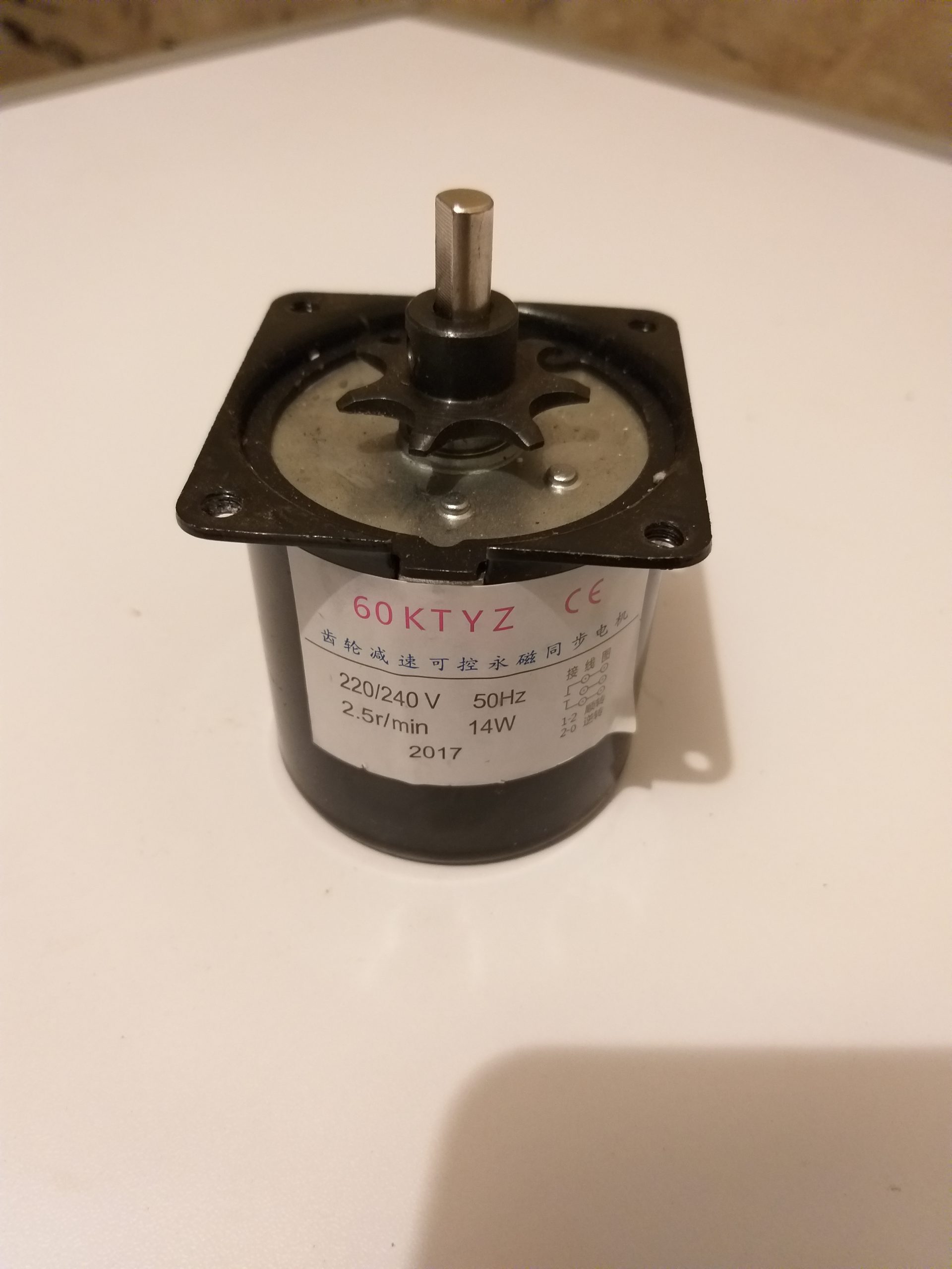 INCUBATOR SYNCHRONIZING MOTOR (60KTYZ) — EGG TURNING MOTOR 220–240V | 2.5 r/min | 14W | Automatic Egg Tilting Motor